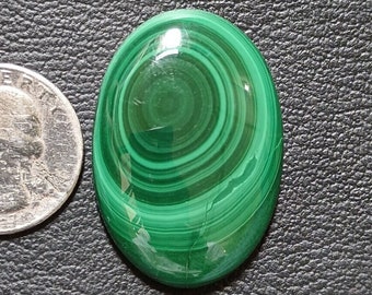 Piedra preciosa de malaquita natural, forma ovalada, cabujón de malaquita, piedra suelta para joyería, cristal verde, tamaño 39 x 27 x 6 mm.