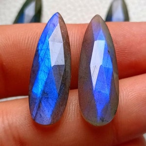 Natural Blue flashy Labradorite teardrop Shape Faceted Rose Cut Cabochon Labradorite Faceted teardrop labradorite Faceted Rose Cut Gemstone.