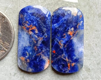 Hermoso cabujón de sodalita de forma ovalada de súper calidad, tamaño -28x13x3 MM y par a juego de 30 quilates de sodalita, cabujón de piedras preciosas para hacer joyas.