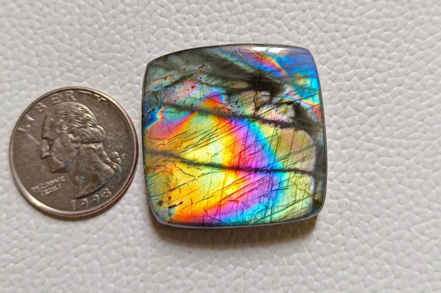 Unique ~ Cushion Shape Natural Labradorite Cabochon, 32x32x7 MM Loose Labradorite Gemstone, Jewelry Making Labradorite Gemstone Cabochon !!!