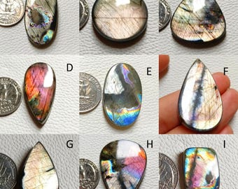 Natural ~ Multi Flashy Labradorite Cabochon, Loose Gemstone, Labradorite Lot, Mix Shape & Size, Smooth Polish Labradorite Making All Jewelry