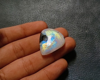 Wonderful ~~ Blue Flashy Rainbow Moonstone Heart Shape Cabochon Size - 27x24x7 MM. 42 Ct.Top Quality Moonstone Loose Gemstone Gift For Her.