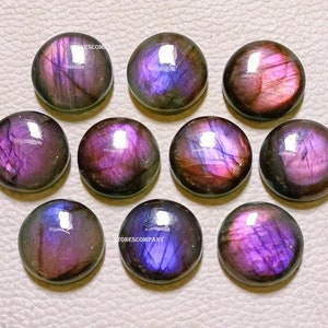 5 - 20 MM Calibrated Super Flashy Purple Round Shape Cabochon! Both Side High Hand Polished Cab Labradorite Purple Gemstone back flat!