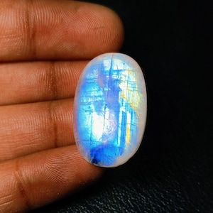 Blue Fire Rainbow Moonstone Cabochon, Oval Shape Smooth Polished Loose Gemstone, Natural Rainbow Moonstone Use For Jewelry !!!