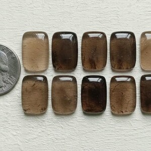 Cabujón rectangular de cuarzo ahumado natural / Parte posterior plana pulida a mano / Piedra preciosa de cuarzo ahumado al por mayor para la fabricación de joyas. Tamaño 6 x 8 a 20 x 30 mm.