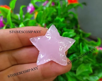 Rose Quartz  Opalite Star, Opalite Carved Star, ,Rose Opalite Crescent Star for Wire-wrap Jewelry, HomeDecor Stone  Crystal Star