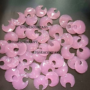 Rose Quartz Moon / Opalite Moon / pink Obsidian Moon, Crescent Moon Crystal Moon Jewelry Making Moon Carving Stone Wholesale Crescent Moon