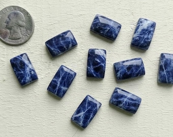 Cabujón rectangular de sodalita 100 % natural, pulido a mano, piedra preciosa suelta para fabricación de joyas, venta al por mayor, tamaño de 6 x 8 mm a 20 x 30 mm.