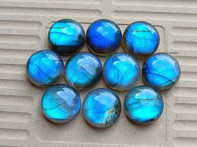 5-30 mm Mind Blowing AAA Labradorite Round Shape Cabochon,, flat back, Cab 5,6,7,8,9,10,11,12,13,14,15,16,17,18,19,20,25,30 mm sizes image 1