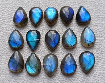 Natural Labradorite Pear Shape Gemstone, Original AAA+ Grade Labradorite Cabochon Calibrated Flat Back Gemstones!!!