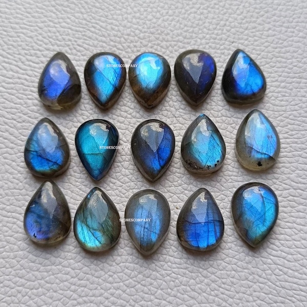 Natural Labradorite Pear Shape Gemstone, Original AAA+ Grade Labradorite Cabochon Calibrated Flat Back Gemstones!!!