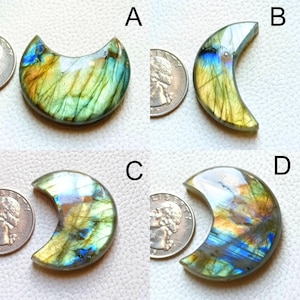 Labradorite Moon, Crescent Moon Labradorite Crystal, gift for you wife  Moon, Flashy Labradorite gemstone high quality moonstone yellow blue