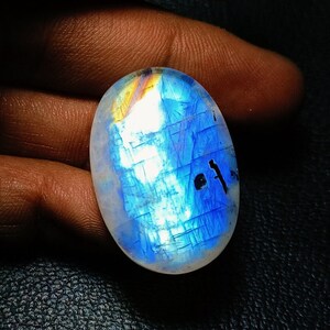 Blue Flashy Rainbow Moonstone Cabochon, Oval Shape Smooth Polished Loose Gemstone, Natural Rainbow Moonstone For Jewelry Making !!!
