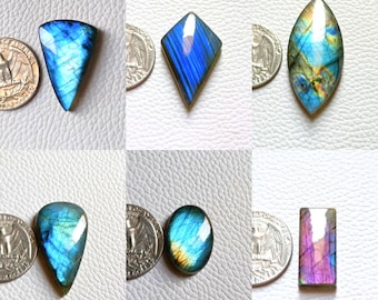Superb Quality ~~ Blue Flashy Labradorite Both Side Polished Cabochons Amazing Labradorite Mix Shape Loose Gemstone use For Making Jewelry.