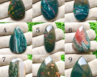 Wholesale Lot 60 Pcs Natural Bloodstone Cabochon Gemstone lot – Hand Polished Mixed Shapes and Sizes Loose Stones for Jewelry Making..