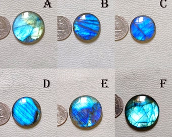 Superb Quality ~~ Blue Flashy Labradorite Both Side Polish Cabochons Amazing Labradorite Round Shape Loose Gemstone For Making Jewelry.