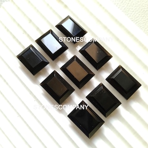 Natural Black Obsidian Rectangle Shape | Both Side Faceted Gemstone | 8x10mm to 20x30mm | Polished Crystal for Jewelry Making..