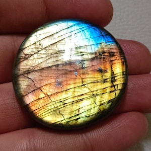 100% Natural Multi Round shape Labradorite Cabochon Stone Loose Multi Fire Labradorite Gemstone 140 Ct 42x42x8 mm Gemstone