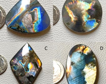 Natural ~ Multi Flashy Labradorite Cabochon, Loose Gemstone, Labradorite Lot, Mix Shape & Size, Smooth Polish Labradorite Making All Jewelry