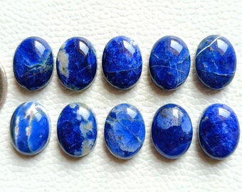 Piedra preciosa de sodalita de forma ovalada AAA+++, tamaño de 4 x 6 mm a 20 x 30 mm, cabujón de la mejor calidad, fabricación de joyas, piedra preciosa de sodalita, cabujón.