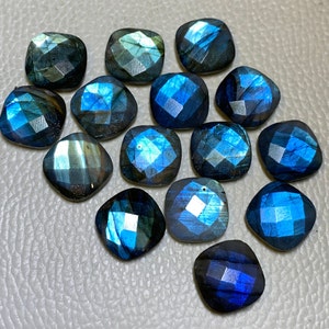 Attractive Blue Flashy Labradorite Size 8 Mm. To 30 Mm. Both Side Faceted Checker Cut Briolette Cushion Shape Loose Gemstone for jewelry. image 3