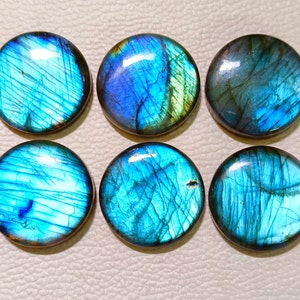 30MM~ Blue flashy Wholesale Round Labradorite Cabochon Flat back- Natural Labradorite Cabochon /Round Shapes for Jewelry Making...