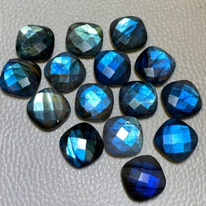 Attractive Blue Flashy Labradorite Size 8 Mm. To 30 Mm. Both Side Faceted Checker Cut Briolette Cushion Shape Loose Gemstone for jewelry. image 6