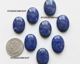 100% Natural Blue Lapis Lazuli Oval Cabochon | High Hand Polished Flat Back | Wholesale lot of Lapis Lazuli Gemstone for Jewelry Making