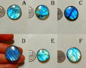 Amazing Blue Fire Labradorite Hand Made Cabochons 100% Natural Labradorite Round Shape Loose Gemstone For Silver & Wire Wrap Jewelry.!