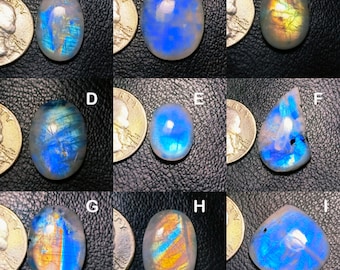 Super Flashy Natural Moonstone Cabochon, Blue Fire Moonstone, Mix shape Loose Gemstone, Flashy Rainbow Moonstone Cabochon, !!!