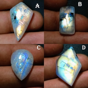 Natural Rainbow Moonstone Cabochon Loose Gemstone