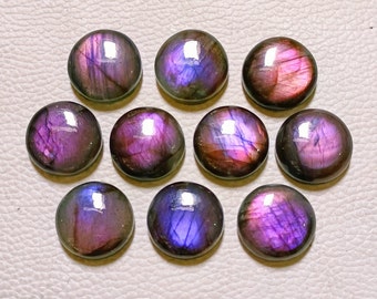 5 to 20 MM Calibrated Natural Purple Round Shape Cabochon Both Side High Hand Polished Cab Labradorite Purple Gemstone back flat