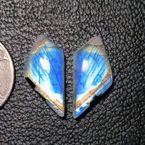 Dazzling ~ Very Different multi Blue Rainbow Moonstone Cabochon Size:- 22x12x5 MM. Hand Made Fancy Shape Both Side Polish Loose Gemstone.