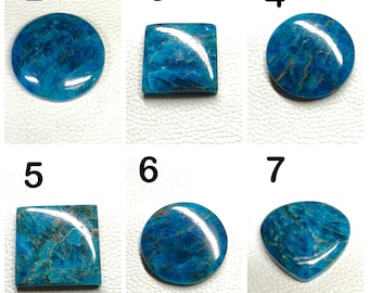 100% Natural Apatite Gemstone Lot | Mixed Shape Cabochons Oval, Pear, Round, Square |Neon Blue & Green Apatite Crystals|Wire Wrapping Stones