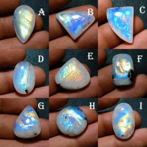 Natural Moonstone Rainbow moonstone Mix Shape& Size Cabochon, Blue fire Play Moonstone , Top Quality Flashy Rainbow Moonstone, Gift For Her