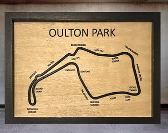 Oulton Park Race Circuit Framed 3d art With Corner & Straight Names A4