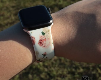 Blumenmuster Silikonarmband | Sport Loop, Größen 38-45 mm