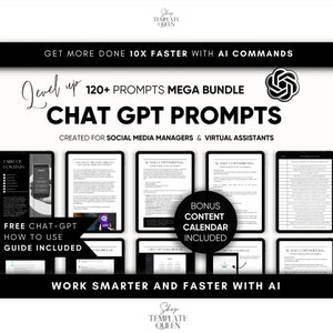 ChatGPT Prompts Guide for Social Media Managers | Virtual Assistants | Coaches | Service-based Entrepreneurs | Instant Access |