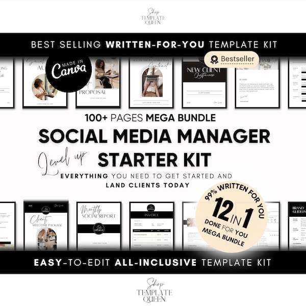 Social Media Manager Starter Kit | Social Media Manager Bundle | Social Media Manager Templates | Social Media Management