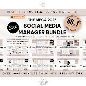 New & Improved 2025 Social Media Manager 50-in-1 Bundle | Social Media Manager Bundle | Social Media Manager Templates | Social Media Agency