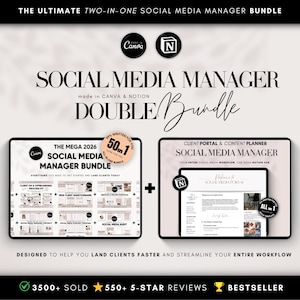 Social Media Manager Bundle | Canva & Notion Client Portal - Digital Download
