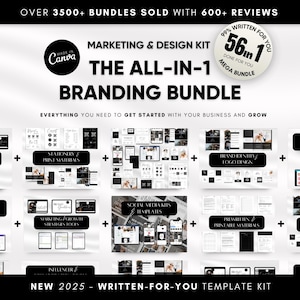 2025 Business Branding Template Bundle: Logo, Social Media, Marketing (Canva Editable, Digital Download)