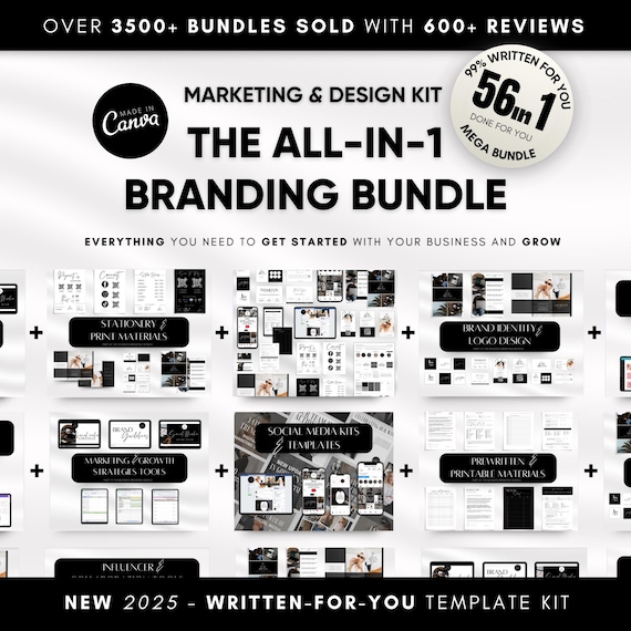 2026 Business Branding Template Bundle: Logo, Social Media, Marketing (Canva Editable, Digital Download)
