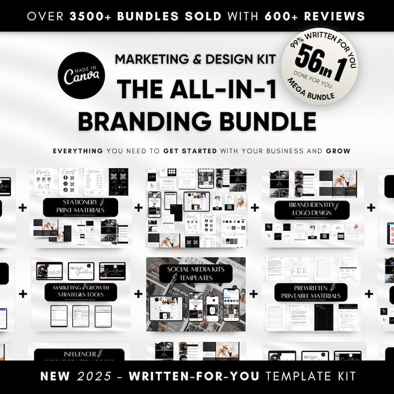2026 Business Branding Template Bundle: Logo, Social Media, Marketing (Canva Editable, Digital Download) image 1