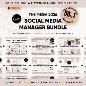 50-in-1 Social Media Manager Canva Template Bundle - Digital Download