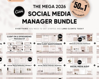 50-in-1 Social Media Manager Canva Template Bundle - Digital Download