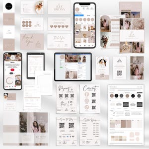 May include: A collection of digital and printed marketing materials for a business called "Julie Bronx". The materials include a logo, business cards, social media graphics, a loyalty card, a thank you card, a payment and connect with us sheet, a store hours sheet, and a brand guide.
