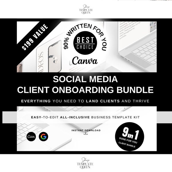 SOCIAL MEDIA Client Onboarding Bundle | Social Media Business Template Kit | All-in-One Template Bundle for Success