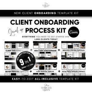 Social media New Client Onboarding Bundle |  Virtual Assistant | Social Media Manager | Business Coach | Canva Template | Client Bundle |