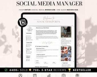 Modello di portale clienti Notion per social media manager, pianificatori di contenuti e dashboard clienti